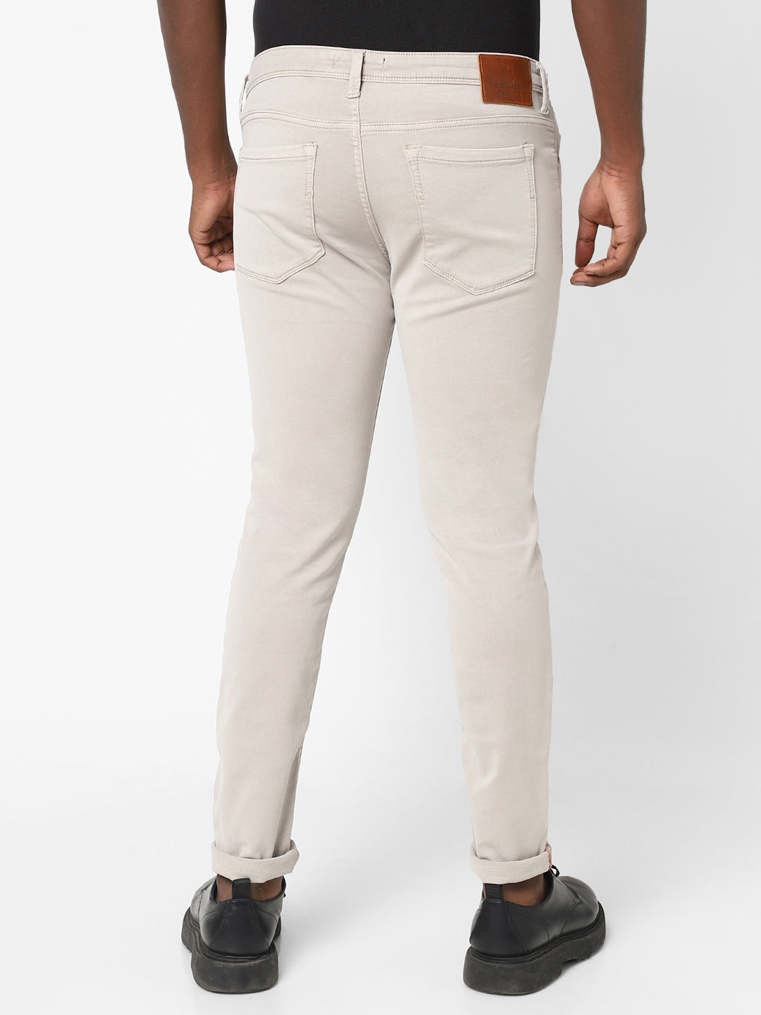 Men Slim Mid Rise Beige Jeans Men Slim Mid Rise Beige Jeans