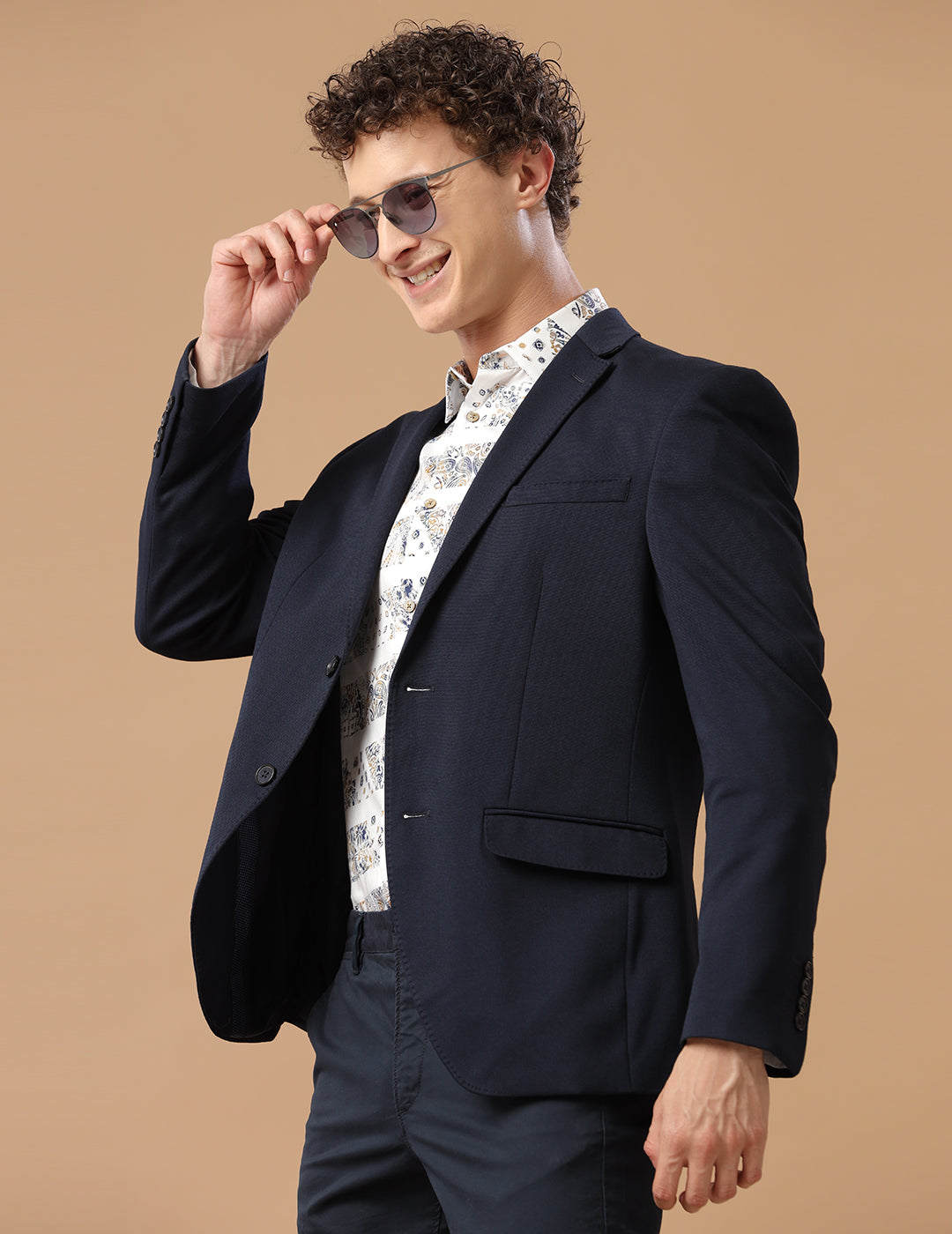 Men's Slim Fit Single Breasted Dark Blue Formal Blazer
