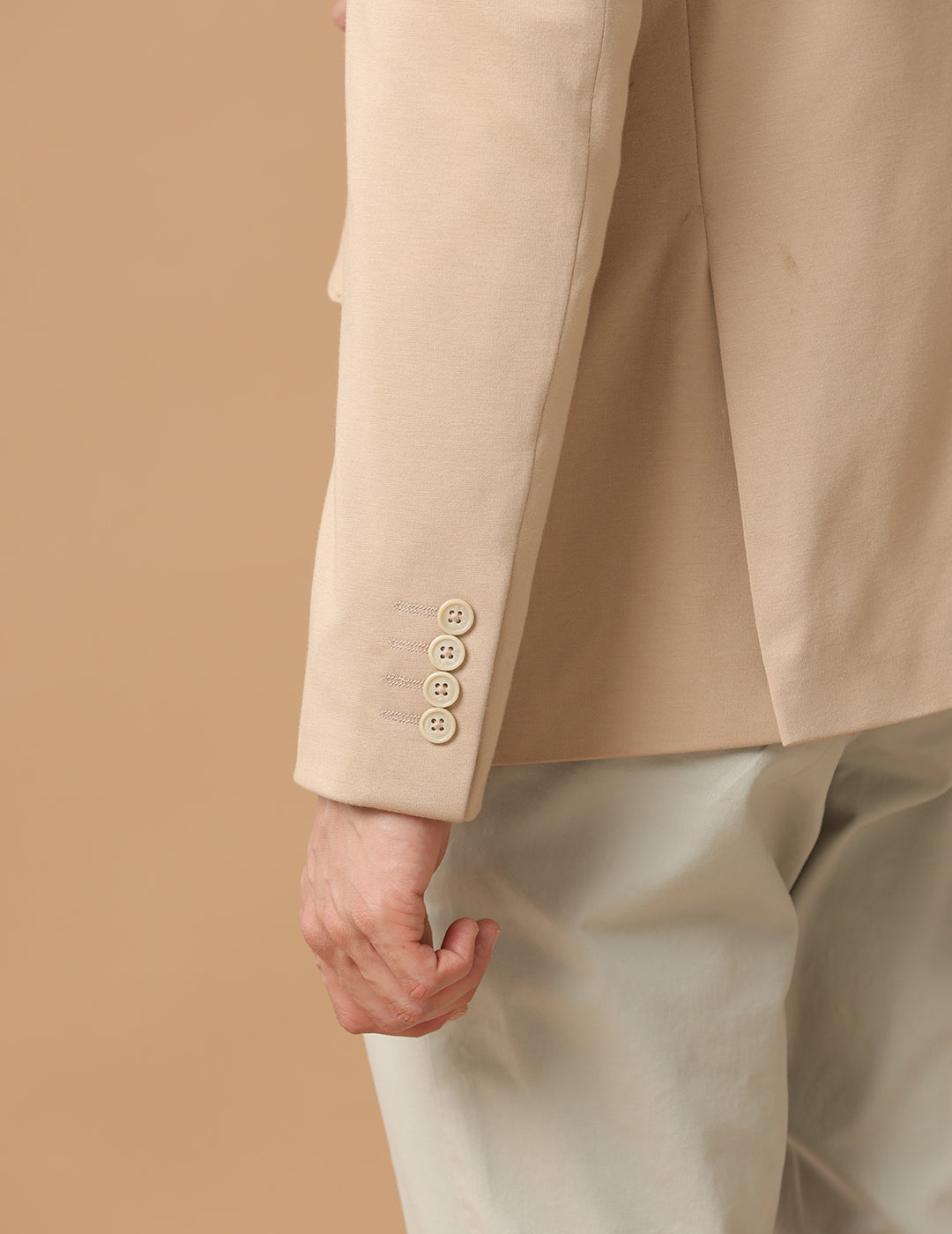 Men's Slim Fit Single Breasted Beige Formal Blazer