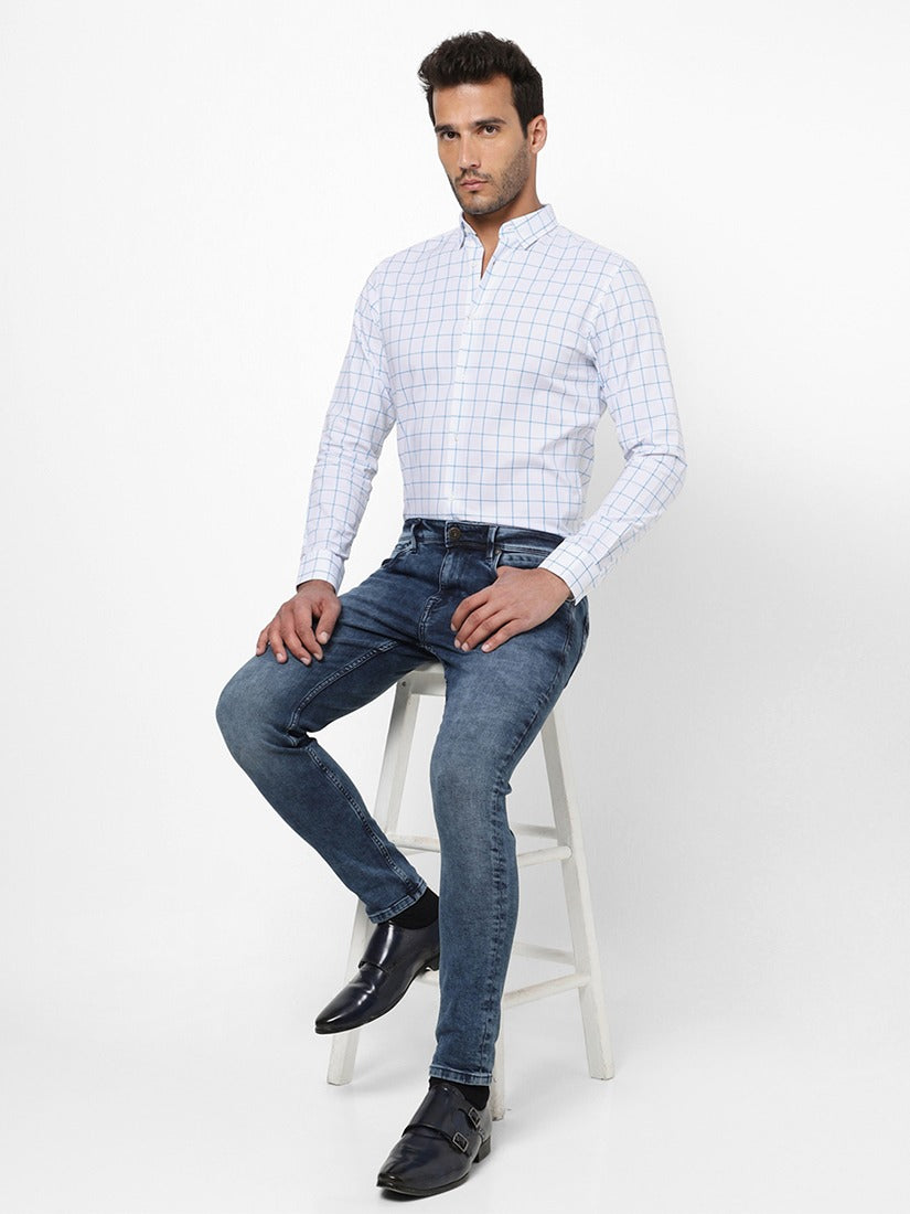 Men Slim Mid Rise Blue Jeans Men Slim Mid Rise Blue Jeans