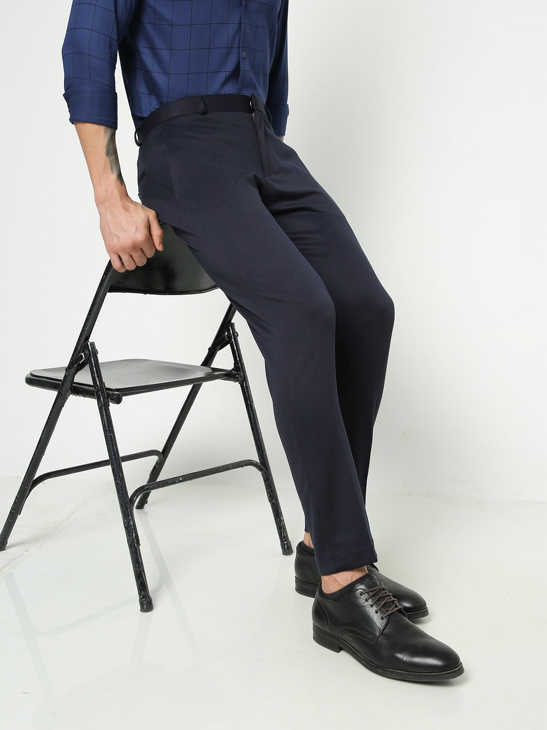 Navy Knitted Stretch Men's Trouser