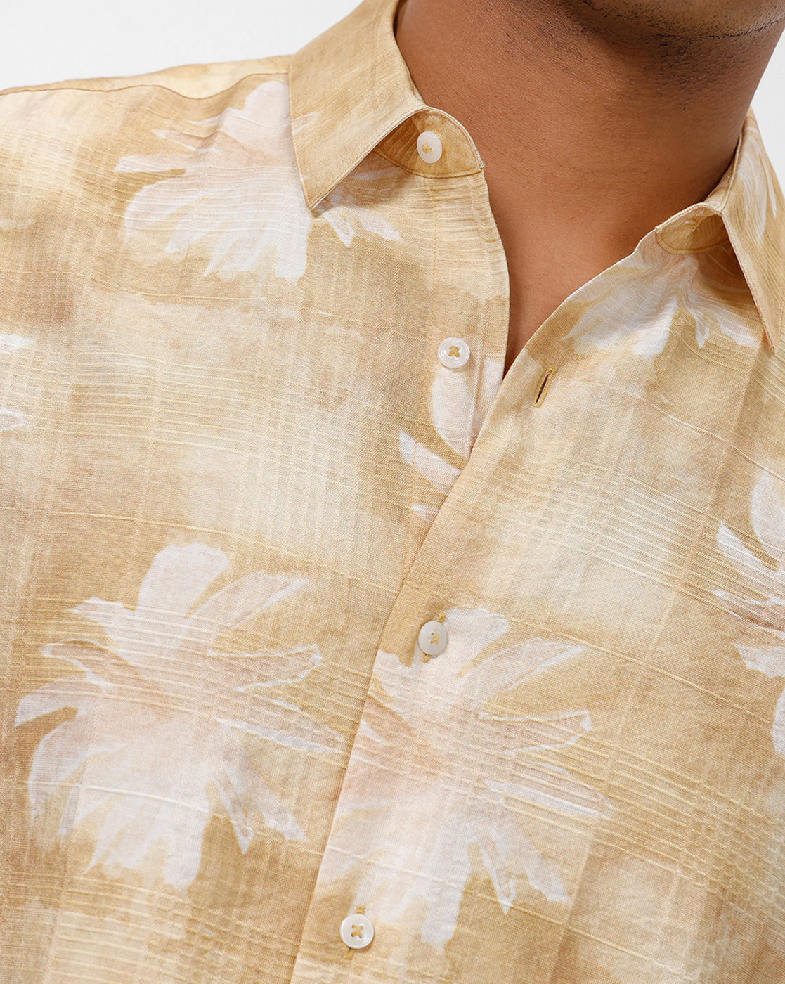 Moose Yellow Flower Print Casual Shirt Moose Yellow Flower Print Casual Shirt
