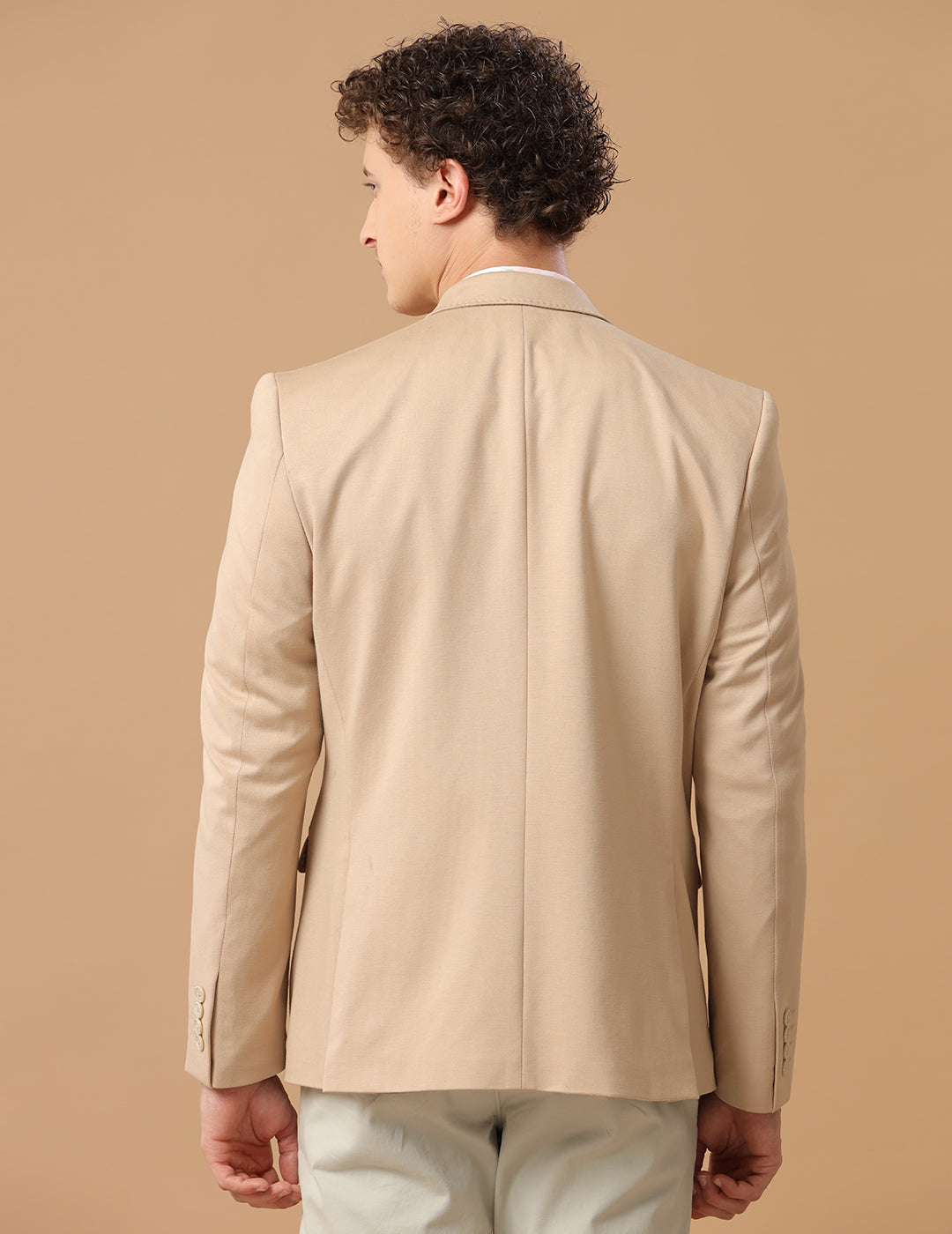 Men's Slim Fit Single Breasted Beige Formal Blazer