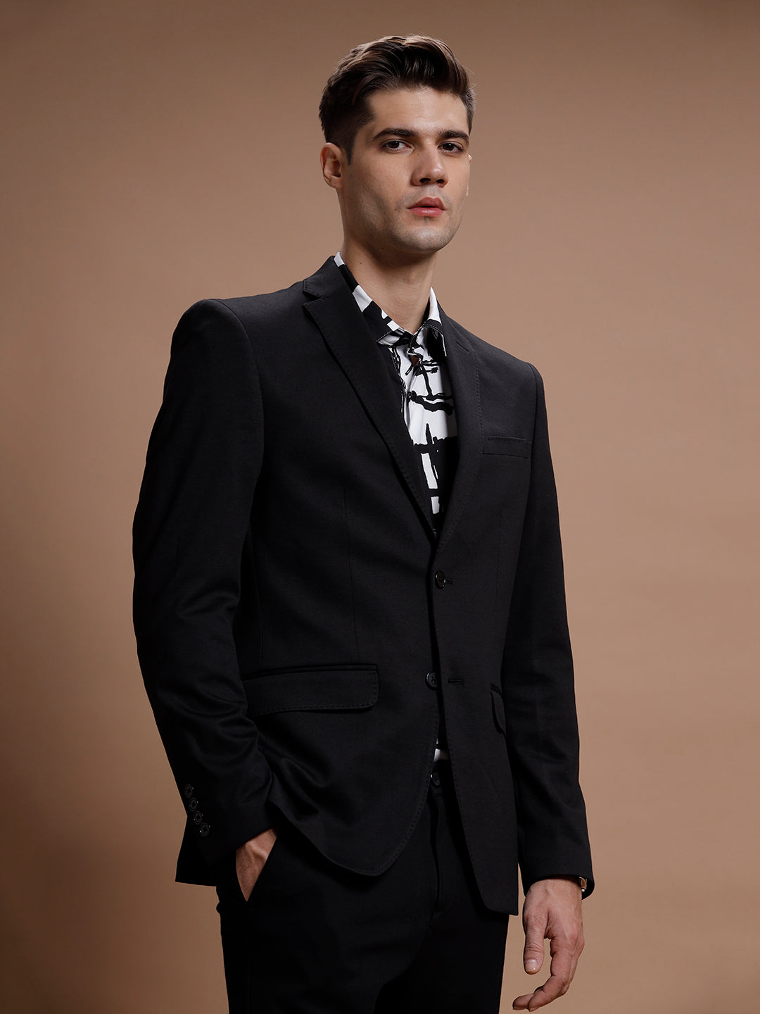 Men's Slim Fit Single Breasted Black Formal Blazer