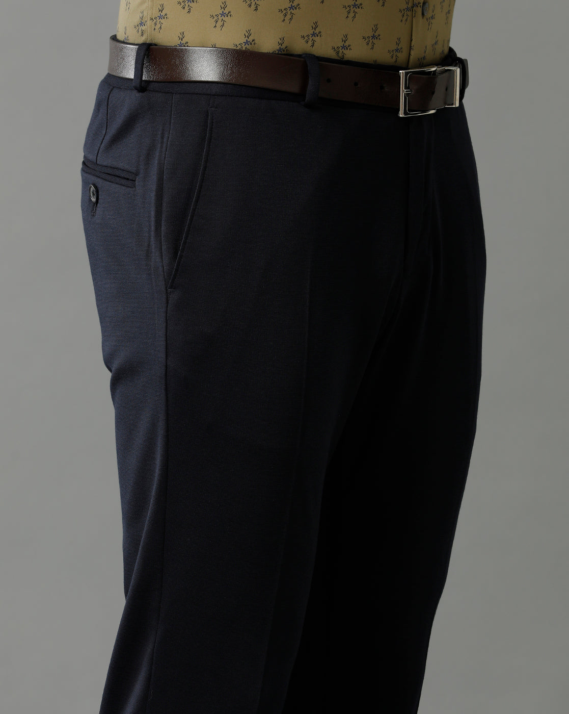 Navy Knitted Stretch Men's Trouser