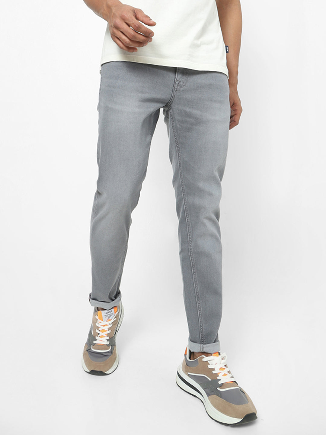 Men Slim Mid Rise Grey Jeans Men Slim Mid Rise Grey Jeans