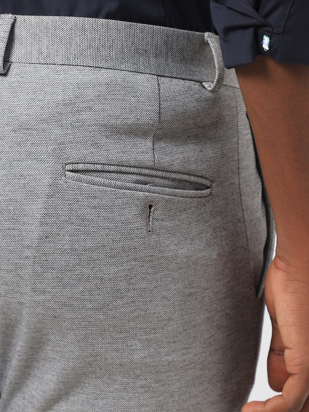 Grey Knitted Stretch Men's Trouser