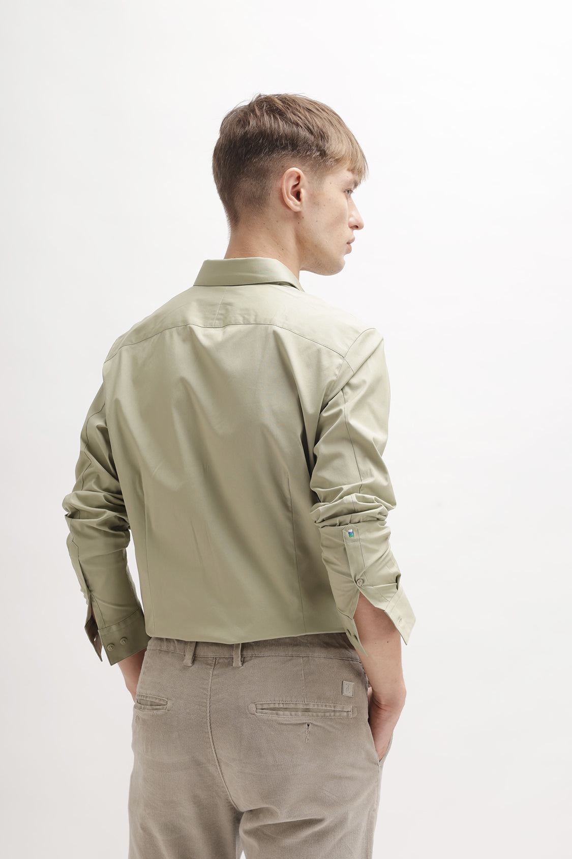 SOLID SLIM FIT COTTON SHIRT