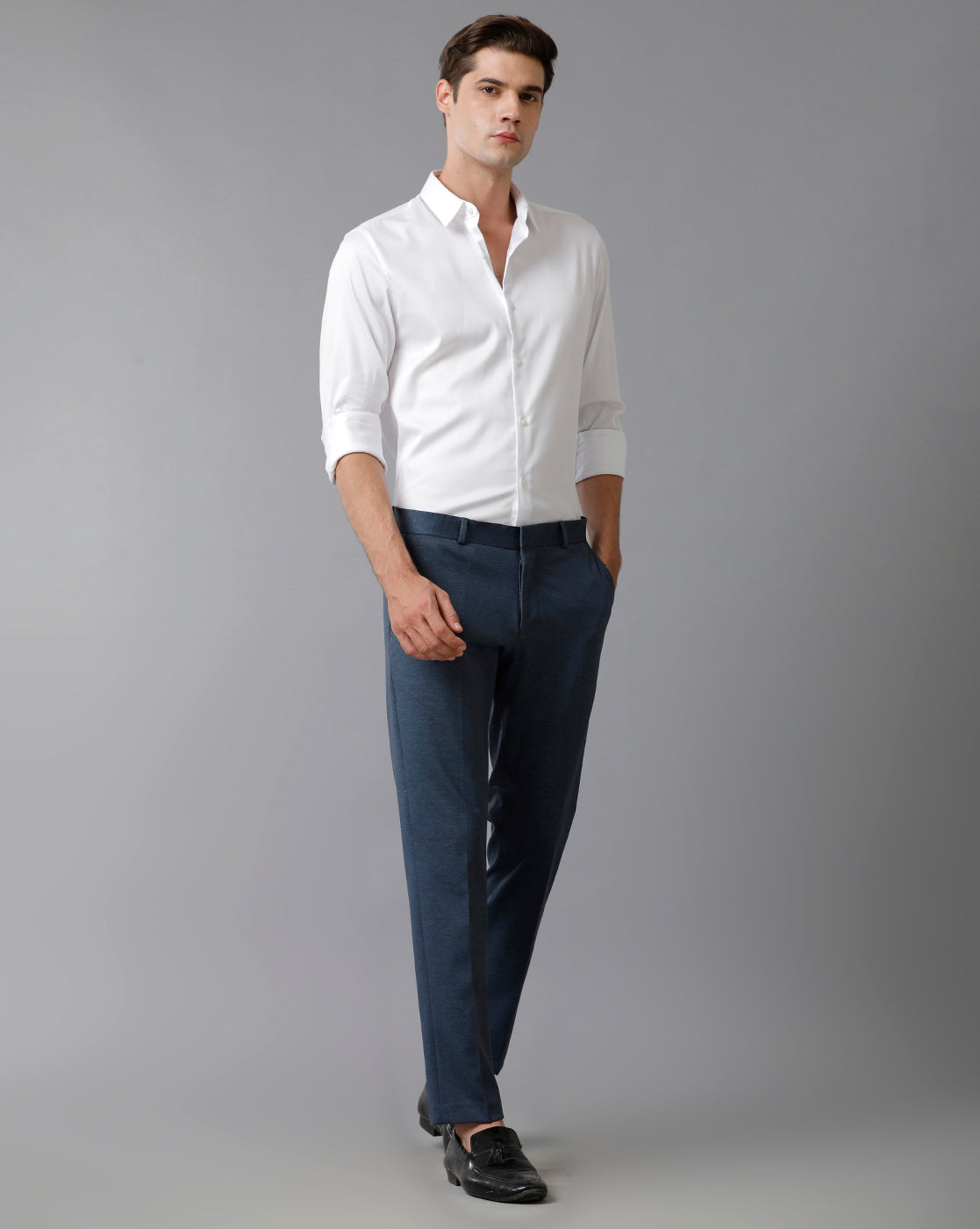 Teal Knitted Stretch Men's Trouser