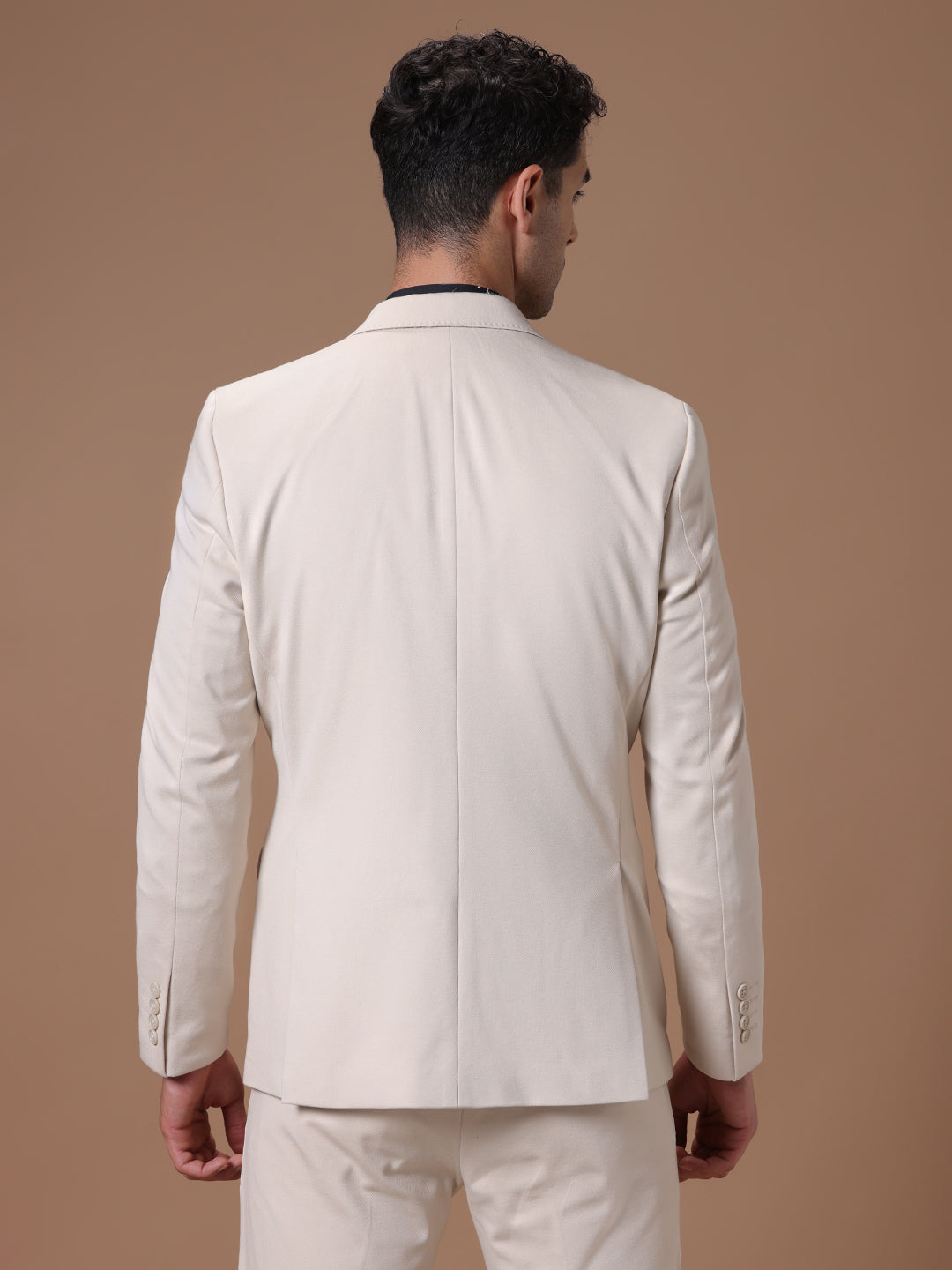 Men's Slim Fit Single Breasted Lt.  Beige Formal Blazer