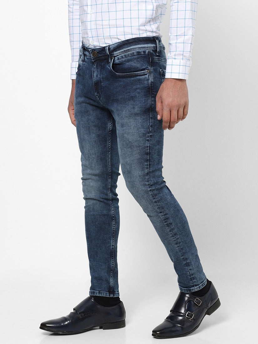 Men Slim Mid Rise Blue Jeans Men Slim Mid Rise Blue Jeans