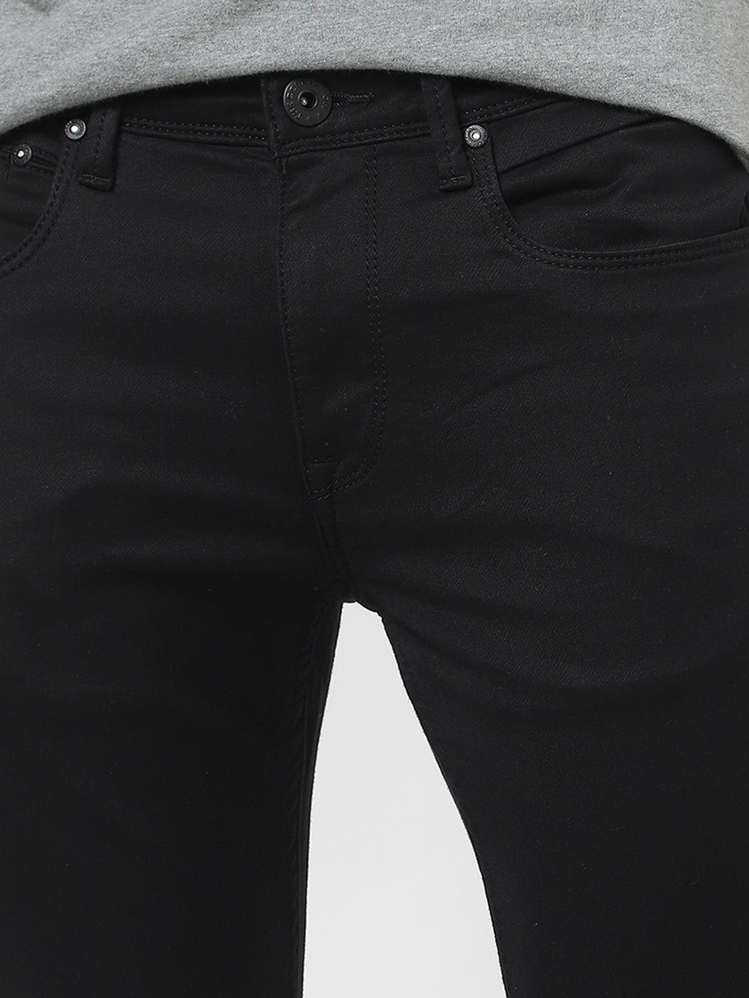 Men Slim Mid Rise Black Jeans Men Slim Mid Rise Black Jeans