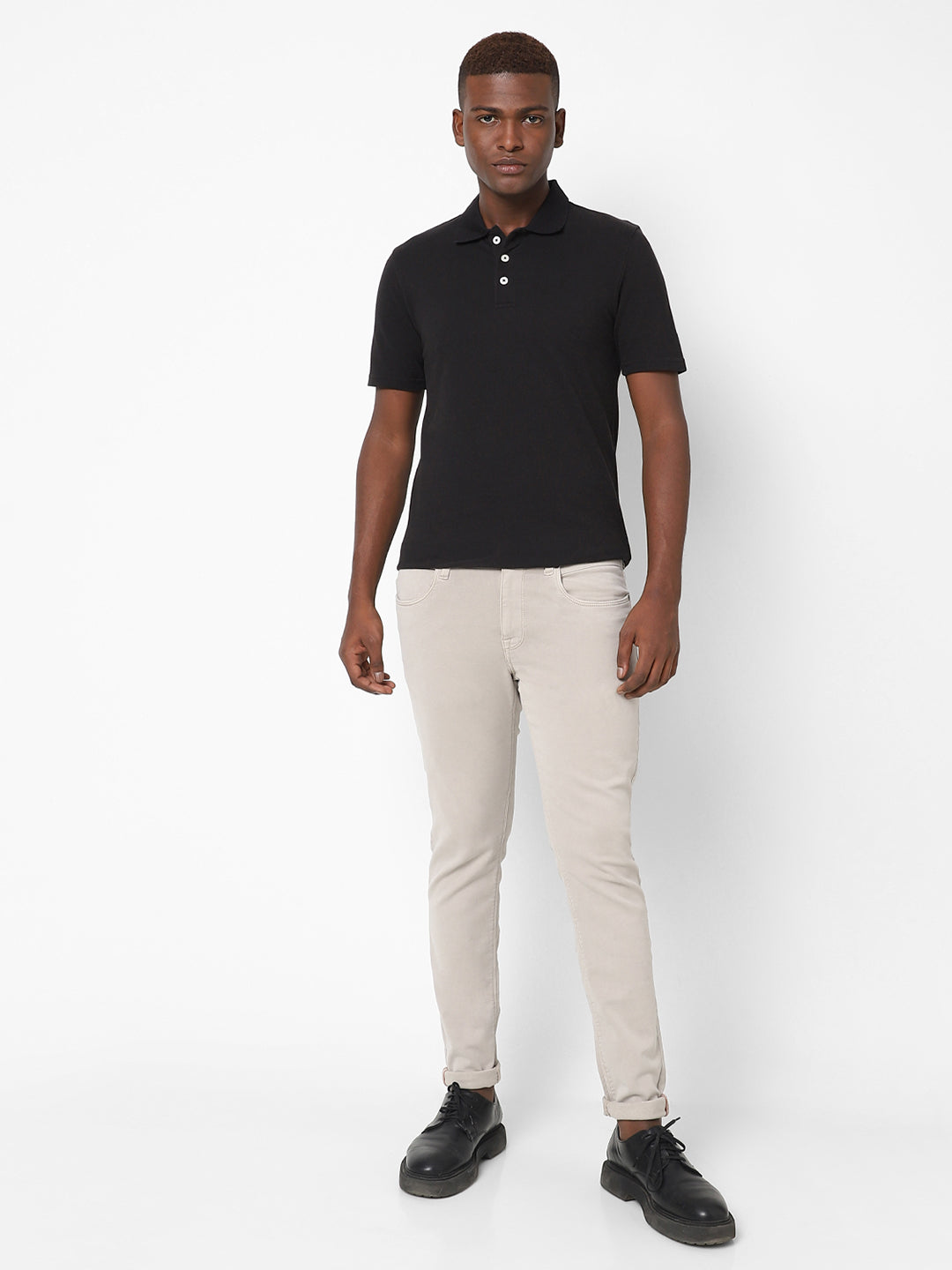 Men Slim Mid Rise Beige Jeans Men Slim Mid Rise Beige Jeans