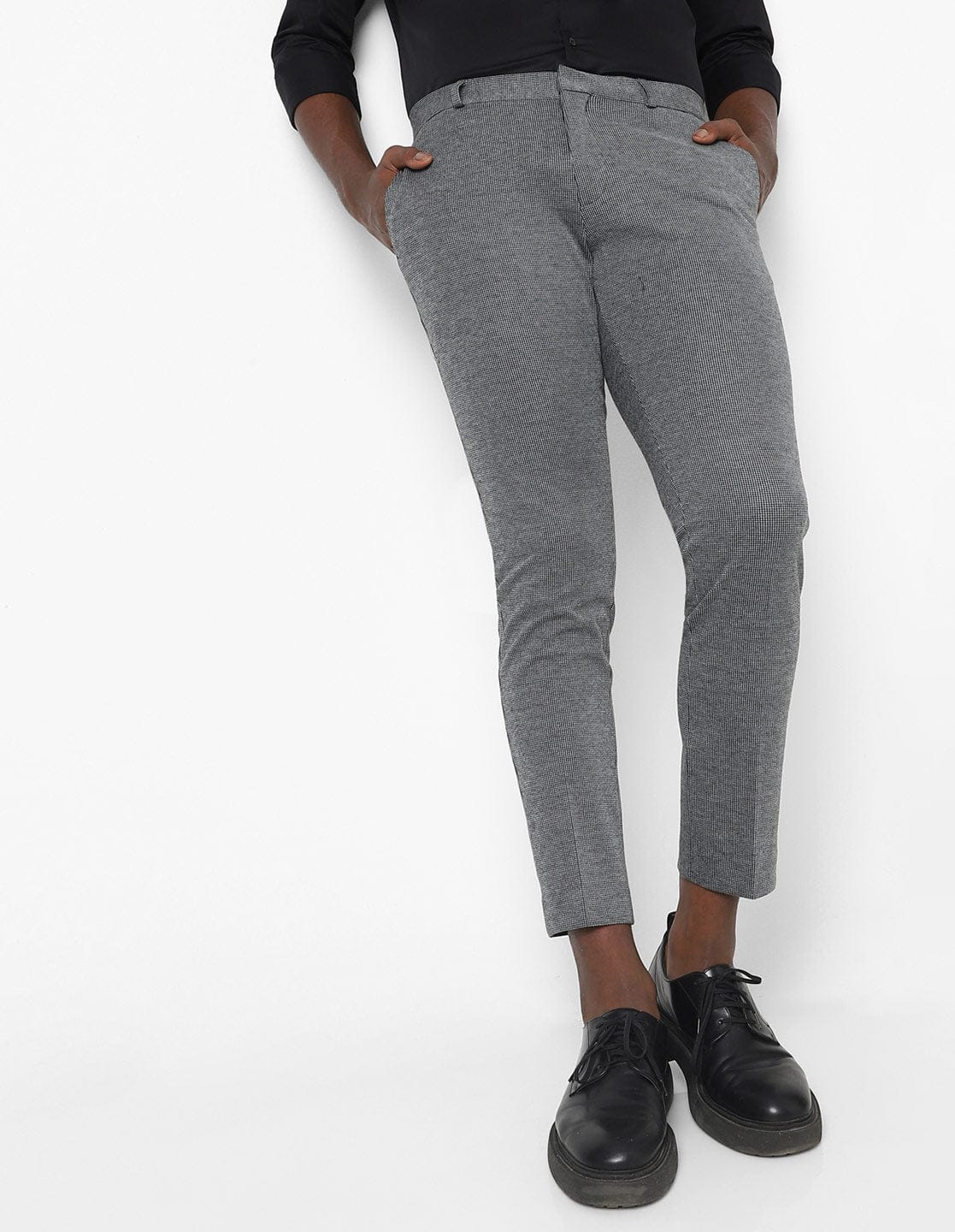 Grey Knitted Stretch Men's Trouser