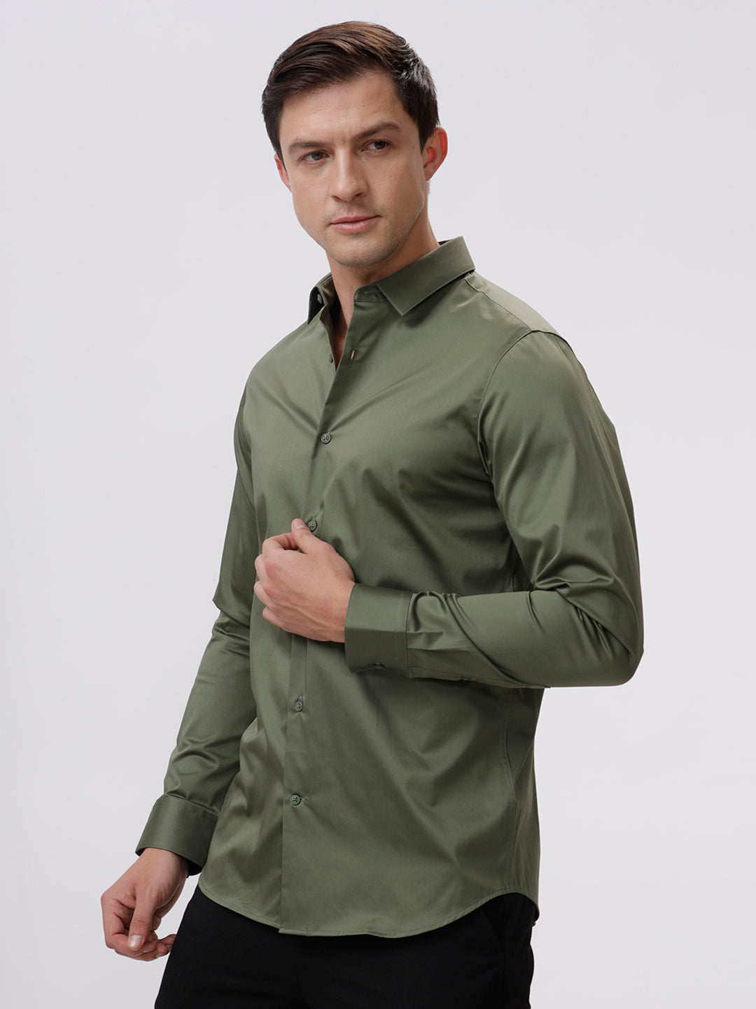 Deep Lichen Green Cotton Solid Shirt Deep Lichen Green Cotton Solid Shirt