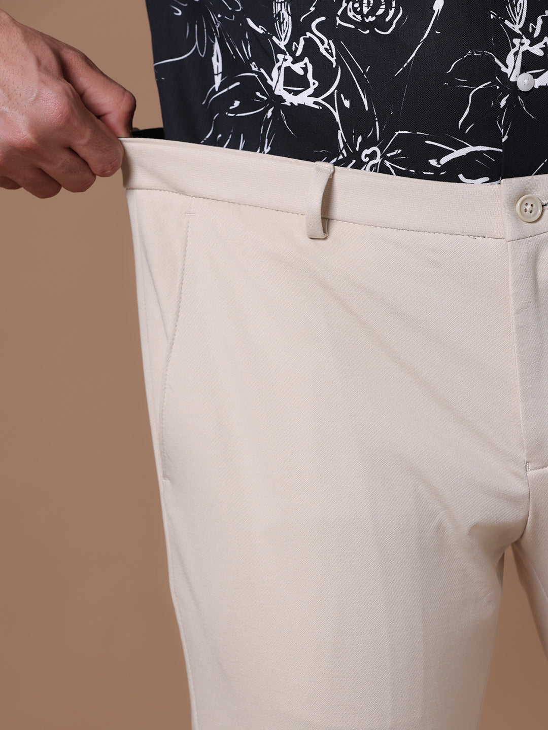 Knitted Slim Fit Light Beige Formal Stretch Trouser (TAHLIA) Knitted Slim Fit Light Beige Formal Stretch Trouser (TAHLIA)