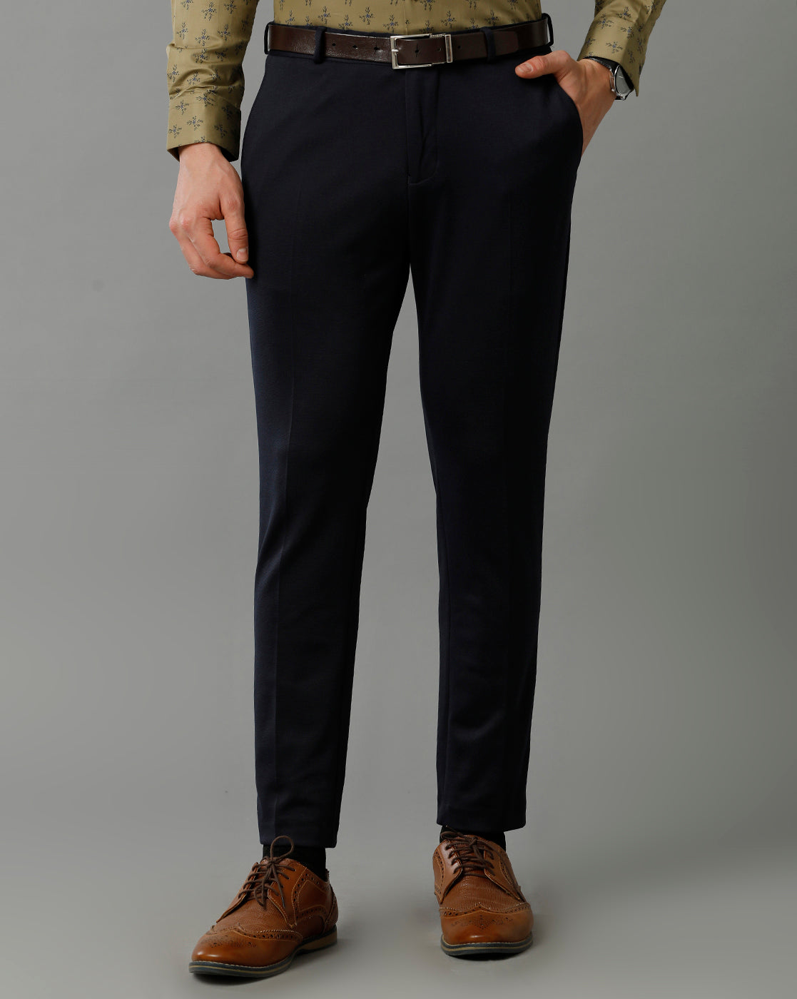 Navy Knitted Stretch Men's Trouser