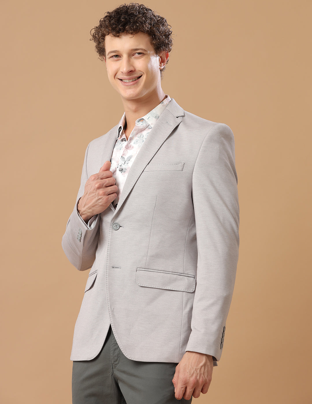 Men's Slim Fit Single Breasted Grey Formal Blazer