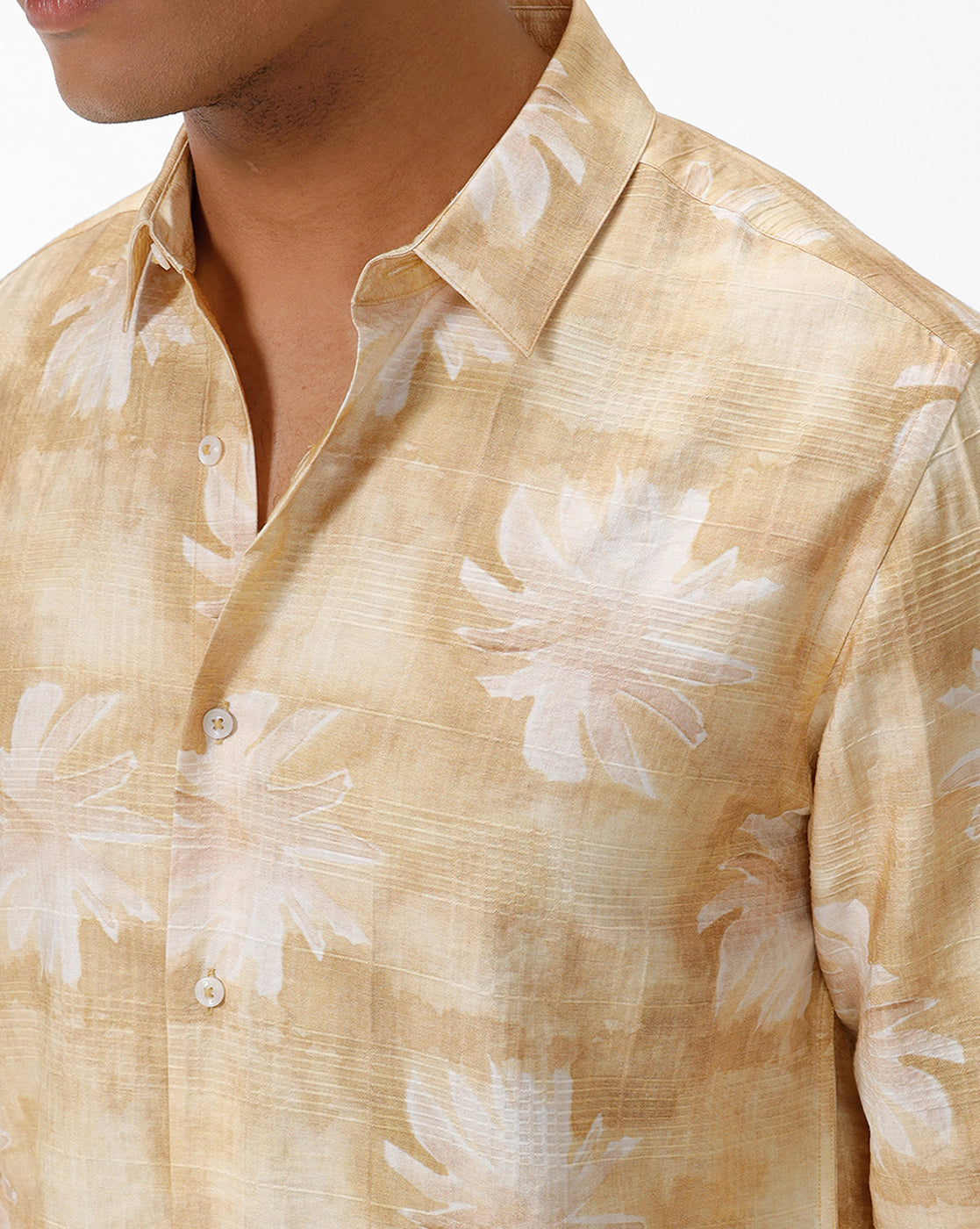 Moose Yellow Flower Print Casual Shirt Moose Yellow Flower Print Casual Shirt