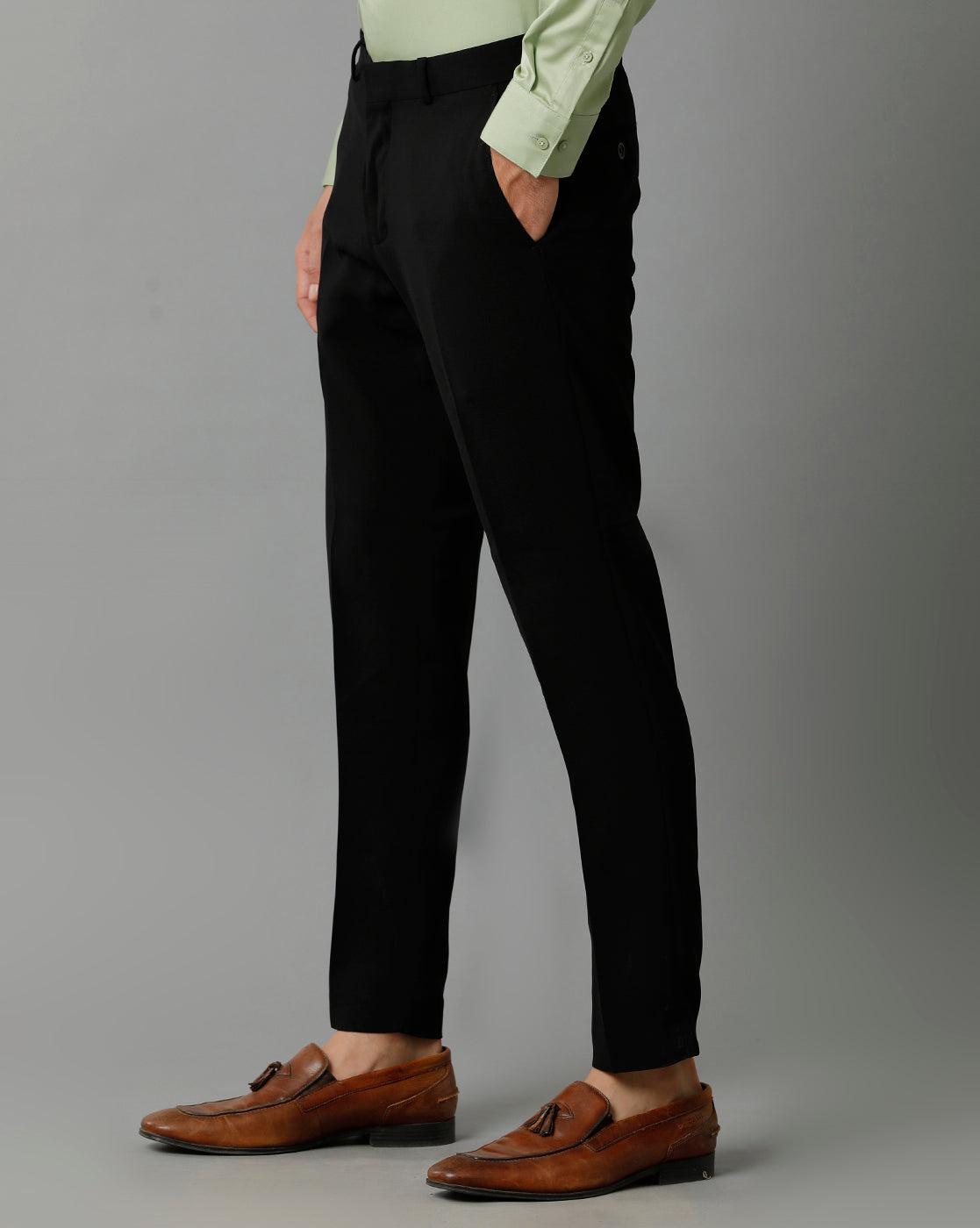 Black Knitted Stretch Men's Trouser