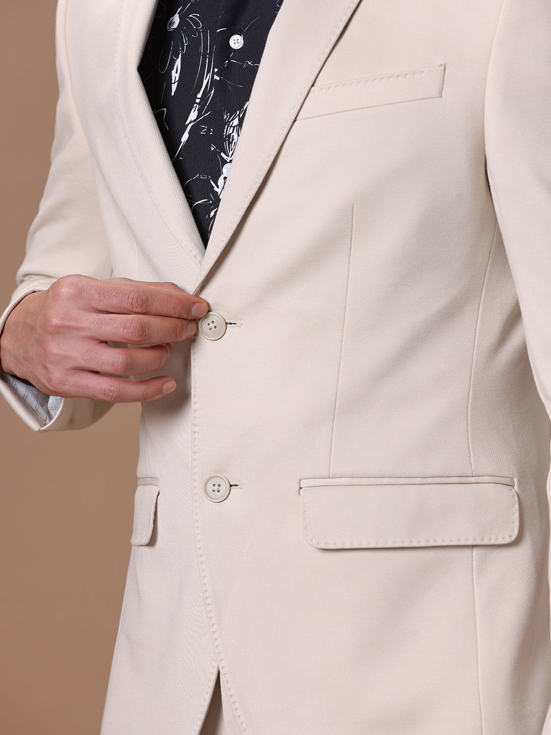 Men's Slim Fit Single Breasted Lt.  Beige Formal Blazer