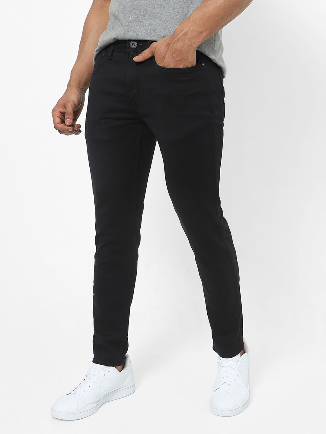 Men Slim Mid Rise Black Jeans Men Slim Mid Rise Black Jeans