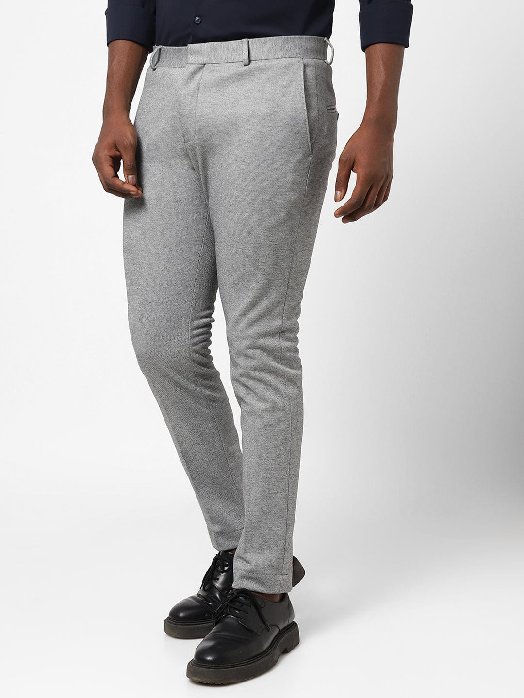 Grey Knitted Stretch Men's Trouser