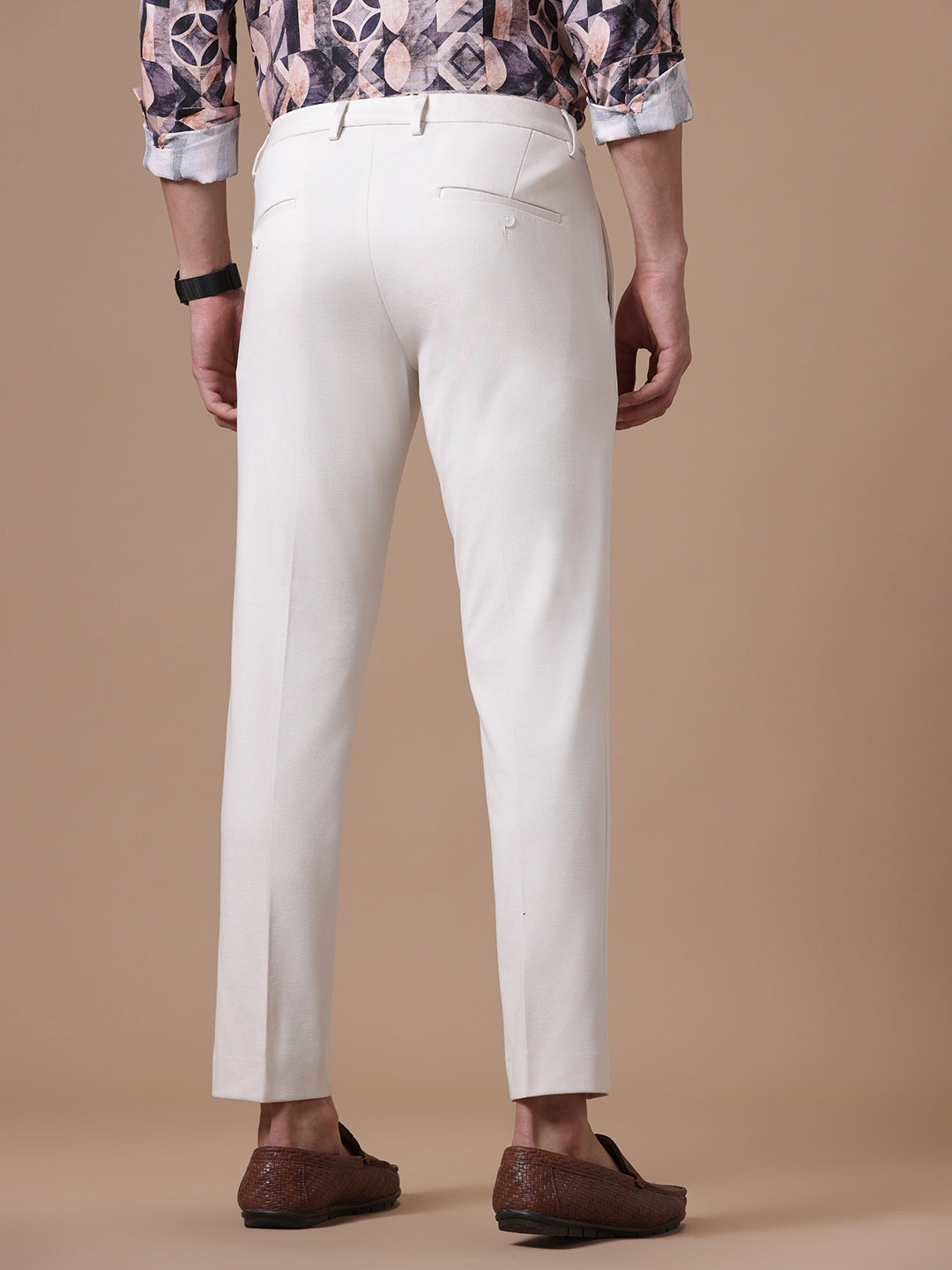 Knitted Slim Fit Ivory Formal Stretch Trouser (TAHLIA) Knitted Slim Fit Ivory Formal Stretch Trouser (TAHLIA)