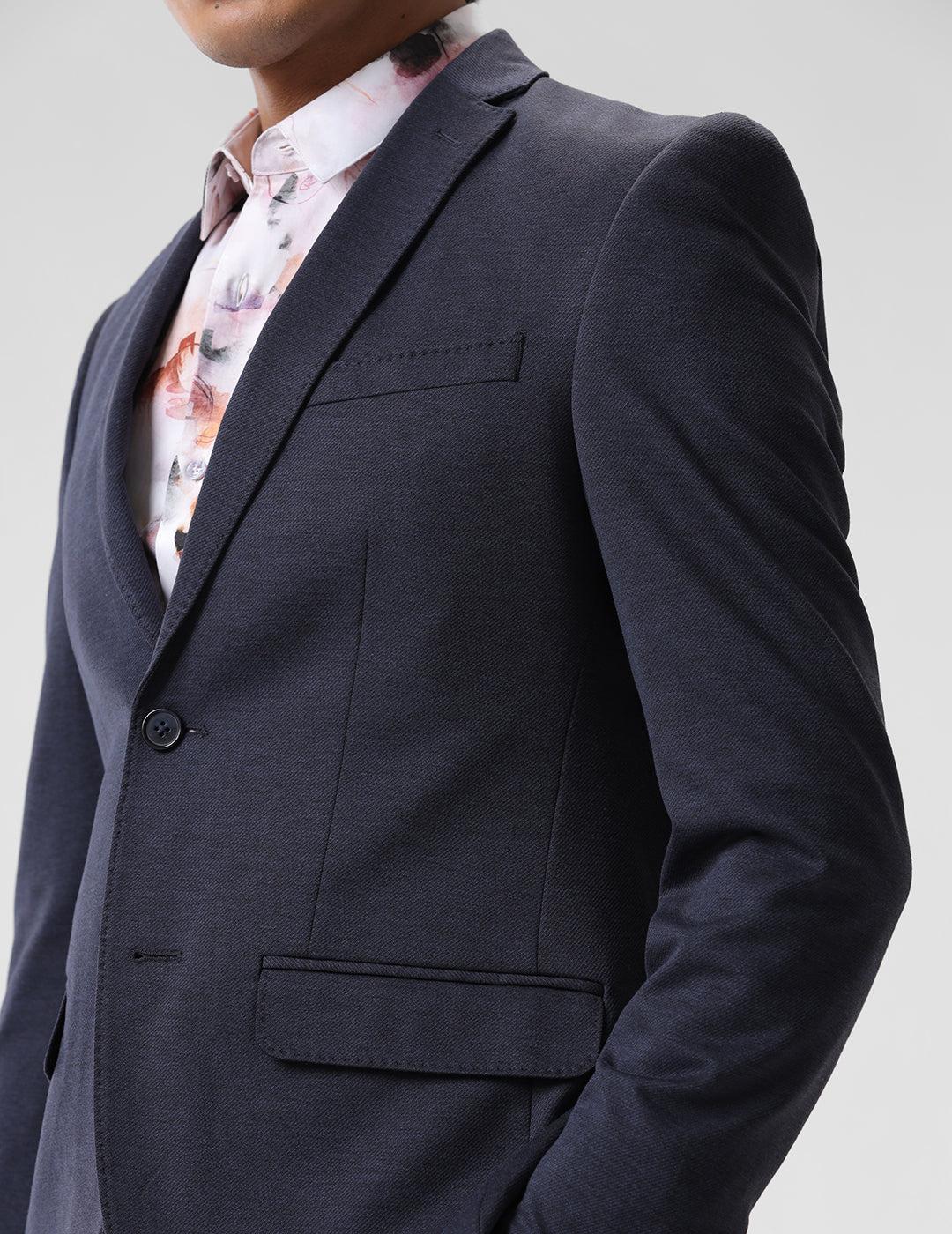 Men's Slim Fit Single Breasted Dark Blue Formal Blazer