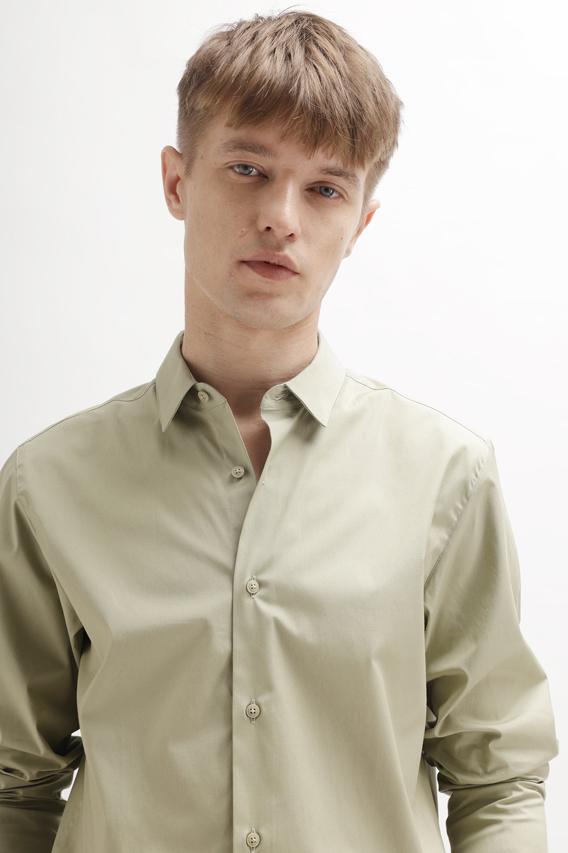 SOLID SLIM FIT COTTON SHIRT