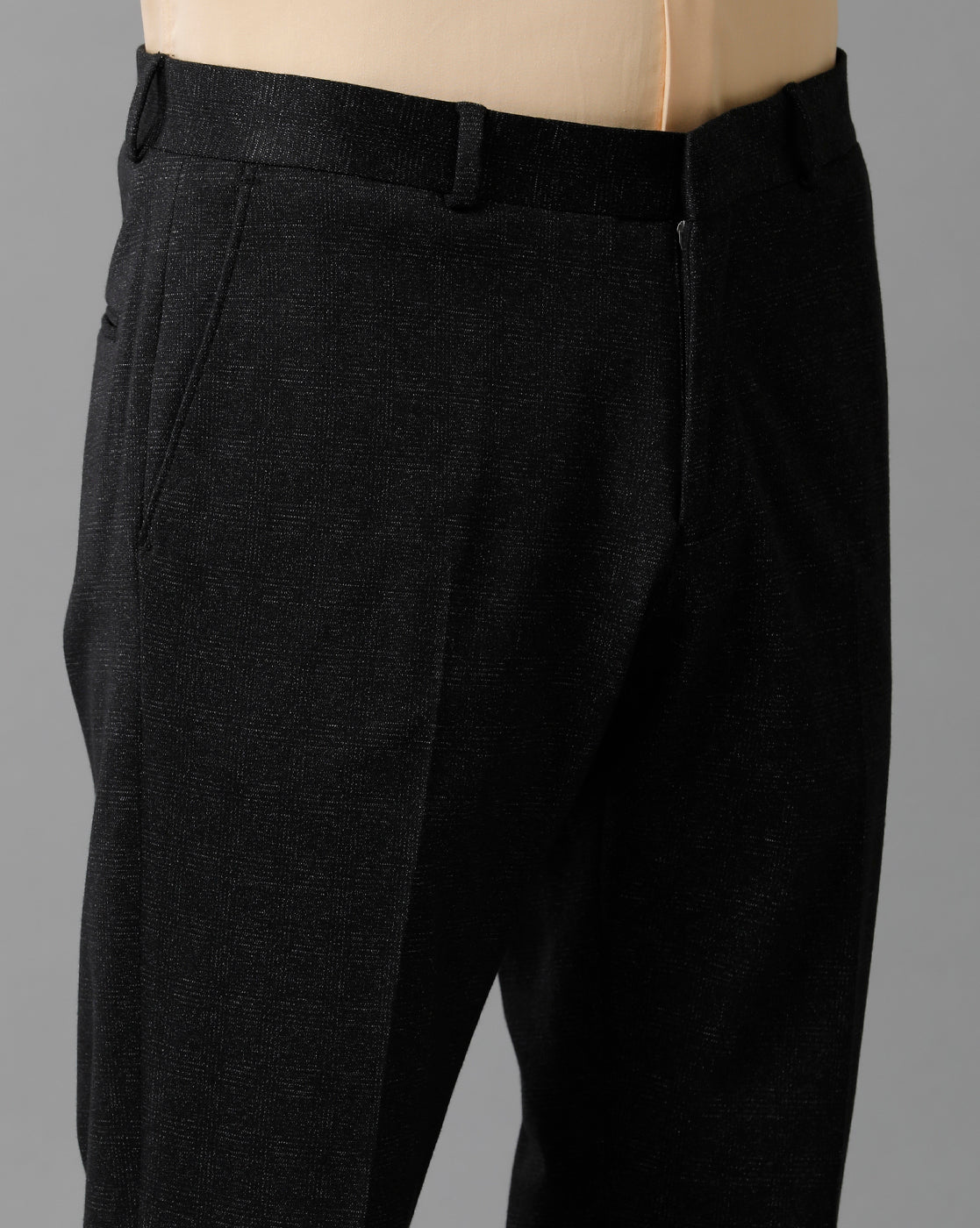 Black Check Knitted Stretch Men's Trouser