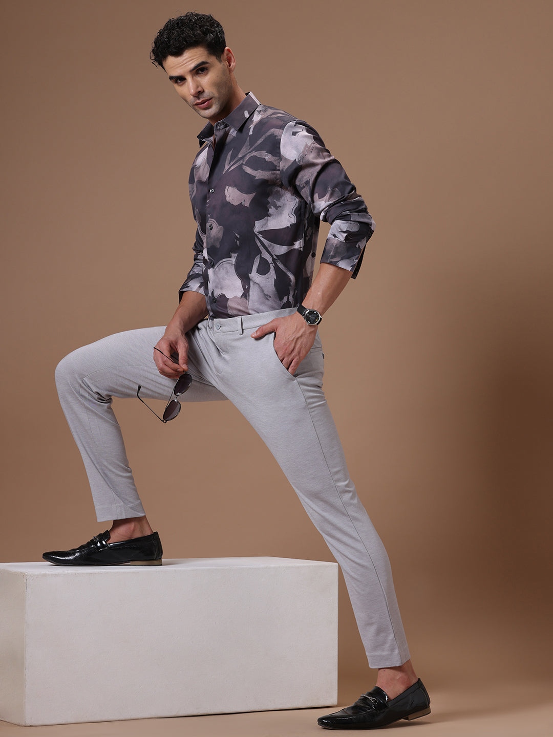 Knitted Slim Fit Light Grey Formal Stretch Trouser (TAHLIA) Knitted Slim Fit Light Grey Formal Stretch Trouser (TAHLIA)