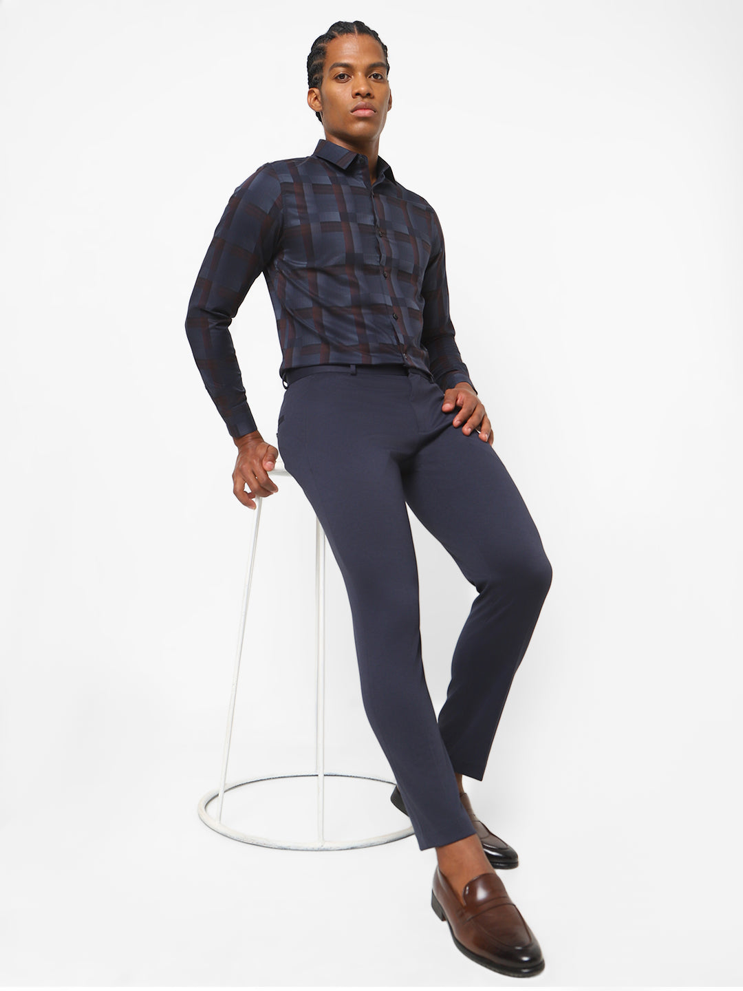 Navy Knitted Stretch Men's Trouser